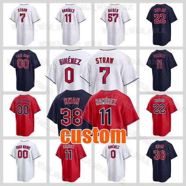 

11 jose ramirez jersey 99 james karinchak baseball emmanuel clase clevelands steven kwan triston mckenzie myles straw guardians tim herrin j, Blue;black
