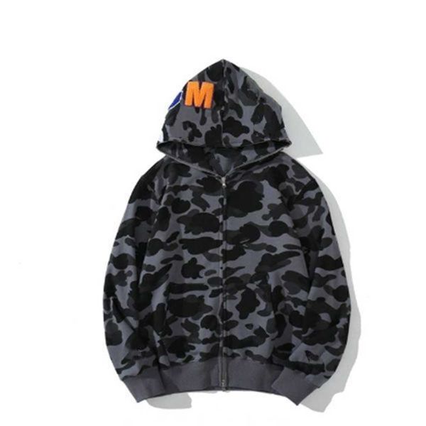 

shark designer hoodie sweater mens women camouflage jacket jogger zipper japanese fashion sportwear brand hooded sweatshirt tracksuit wholes, Black;brown
