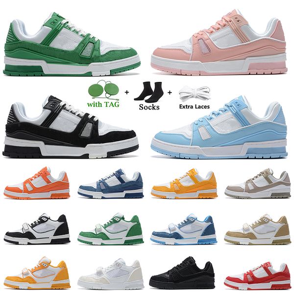 

designer flat sneaker virgil trainer casual shoes denim canvas leather abloh white green red blue printed loafers fashion platform mens wome, Black