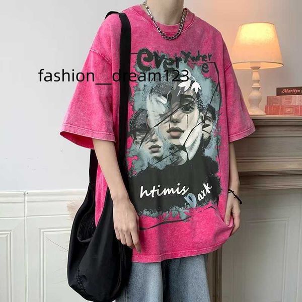 

heavyweight short-sleeved men's american retro summer fashion trend half-sleeved clothes washed old t-shirts, White;black