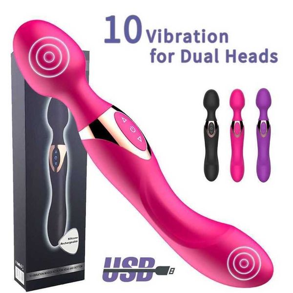

usb charg10 speeds powerful vibrators magic dual motors wand body massager female for women g-spot toys 80% online store 50% factory store s