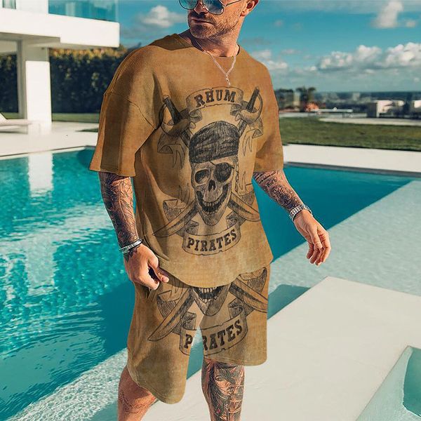 

mens tracksuits tshirt and shorts 3d printed vintage in matching sets 2piece set tracksuit streetwear pant fashion clothes 230707, Gray