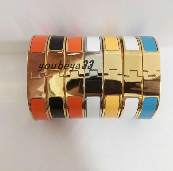 

designer design letter buckle bangle women men enamel jewelry rose gold silver opening bracelets love color bangles with original velvet bag, Black