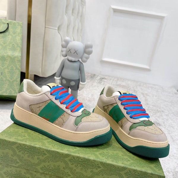 

womens screener tennis causal shoes designer stripe fashion embroidered black silvery pink ggs''gg women trainers classic two-colo