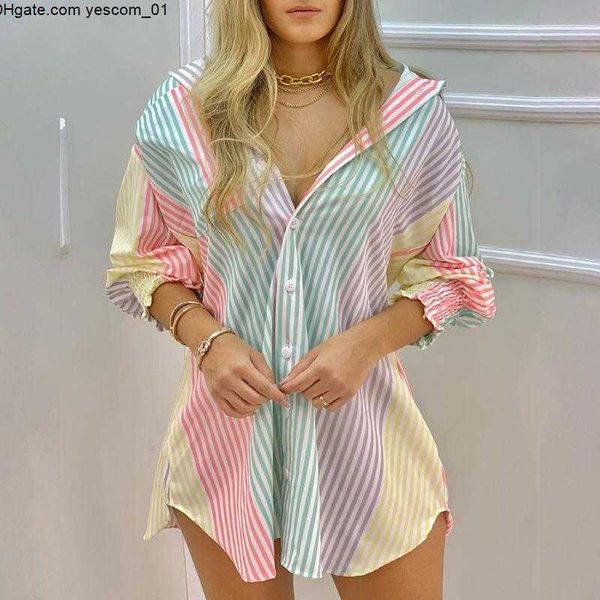 

women's blouses shirts women fashion striped print shirt lady long sleeve blouse turn down collar ruched button design casual, White