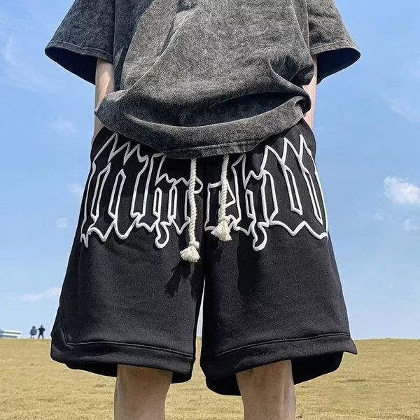 

men's shorts summer men's letter foam print shorts y2k casual fashion loose sweatpants gym basketball short pants streetwear bermu, White;black