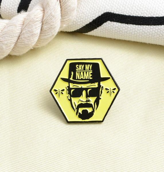 

new say my name man uncle brooch beard sunglasses punk man bee hexagon badge brooch pin cowboy lapel backpack hat gift for friends4192081, Gray