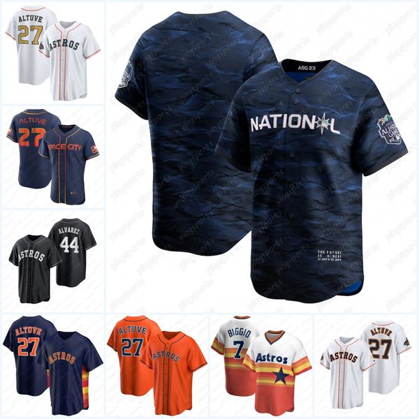 

#30 kyle tucker all-star baseball jerseys #27 jose altuve houston jeremy pena 44 yordan alvarez alex bregman jake meyers mauricio dubon mart, Blue;black