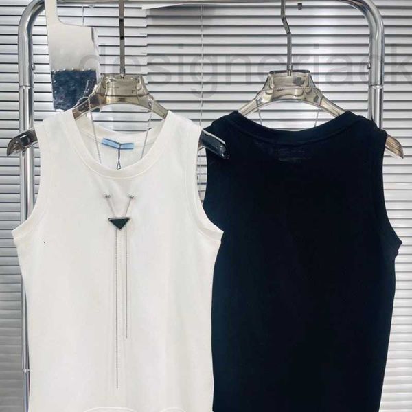 

women's tanks & camis designer vest fashion metal triangle the chain tank summer slim cotton camisole womens clothing round neck sleeve, White
