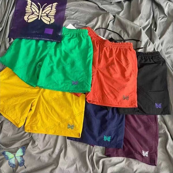 

men's shorts quick dry needles shorts men women high street awge needles shorts embroidery butterfly track breeches short pants t230707, White;black