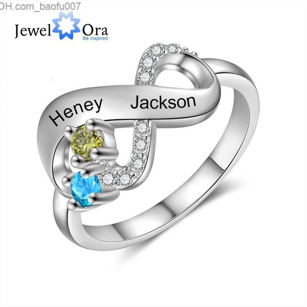 

with side stones with side stones personalized rings for women small zircon customized 2 4 name engraved ring with birthstone mothers day gi, Silver