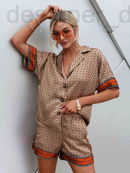 

women's tracksuits designer satin silk and short sleeved women's wear, loose, with a row of buttons, casual high waist vasx, Gray