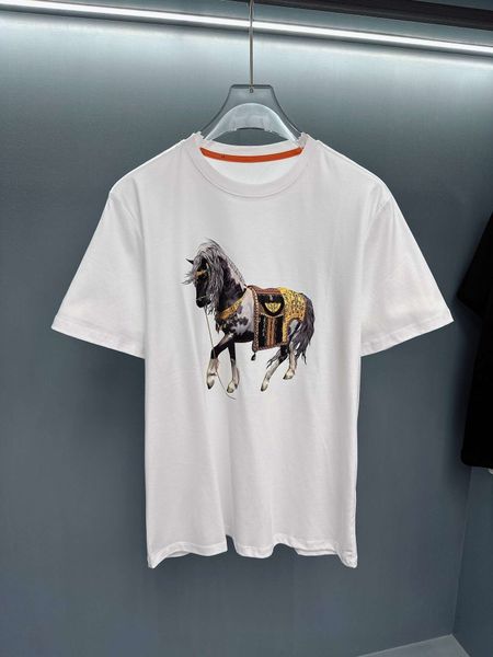 

men's plus tees her designer t shirt h round neck horses painting casual summer streetwear pure cotton 3xl 4xl, Black;brown