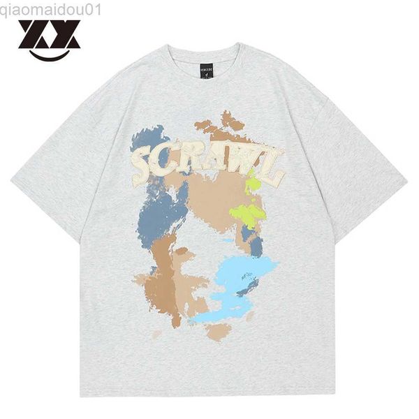 

men's t-shirts street tshirt men graffiti map colorful t shirt men cotton grey t-shirt hip hop loose tees summer short sleeve shirts, White;black