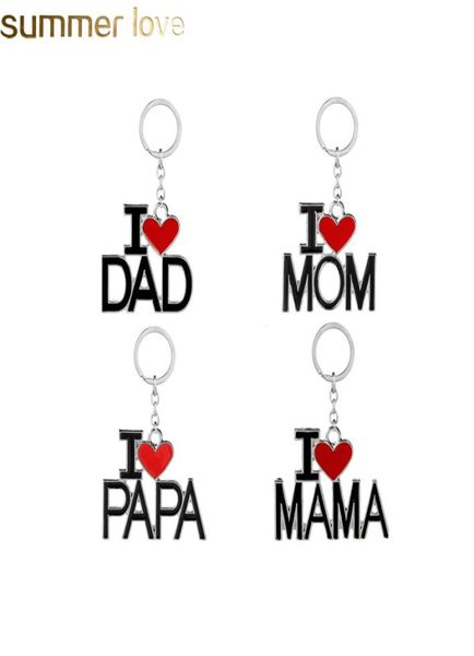 

fashion family dad mom keychain accessories letter red heart love key chains rings fashion jewelry for mother father valentine034971601, Slivery;golden