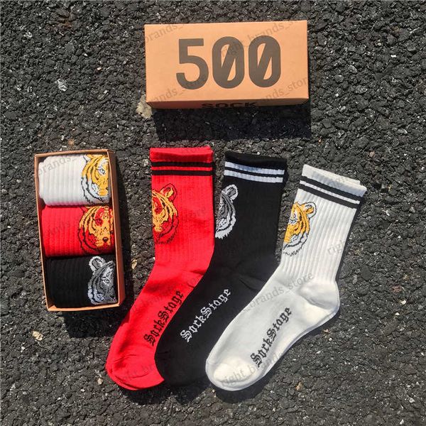 

men's socks fashion socks men new spring tiger printing red amulet stripe sports basketball crew socks men's and women's sock, Black