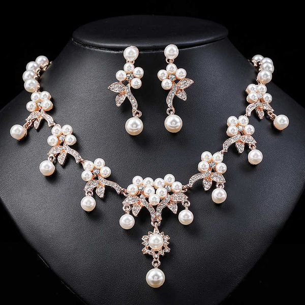 

new branch pearl necklace set ethnic style jewelry clavicle chain bride dress 230628, Silver