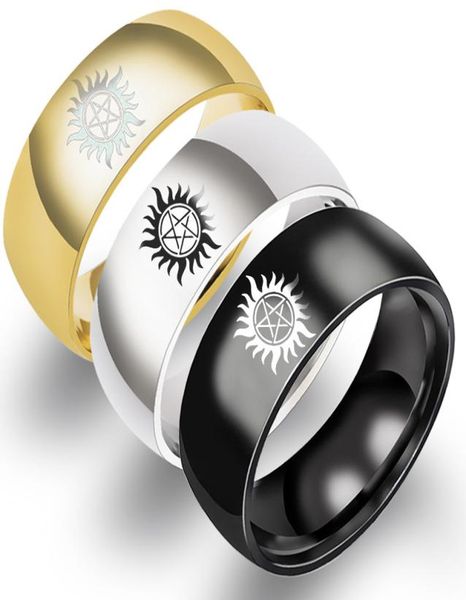

european and american rings sun evil power super natural ring titanium steel ring supernatural6356412, Silver