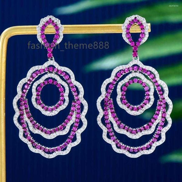 

dangle earrings missvikki luxury fine romantic shiny flowers drop jewelry for women parure bijoux femme 2023 trendy design, Silver