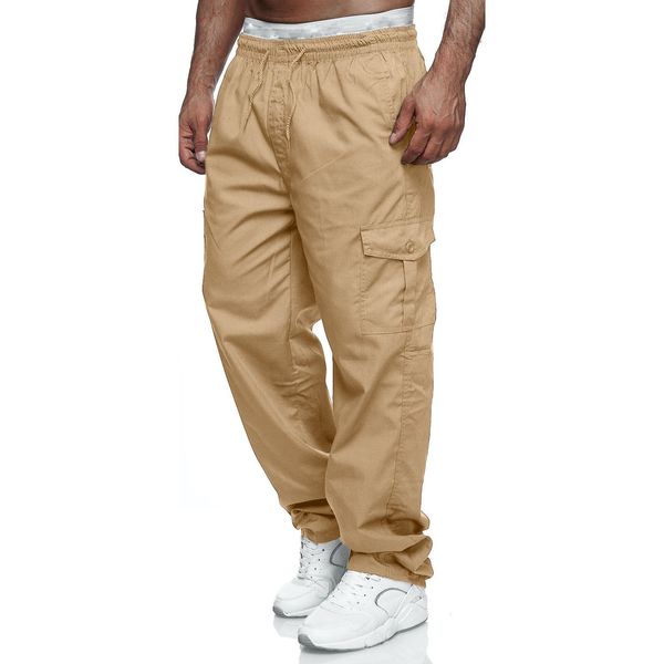 

mens pants cargo men jogging casual cotton full length military streetwear work tactical tracksuit trousers plus size 230706, Black