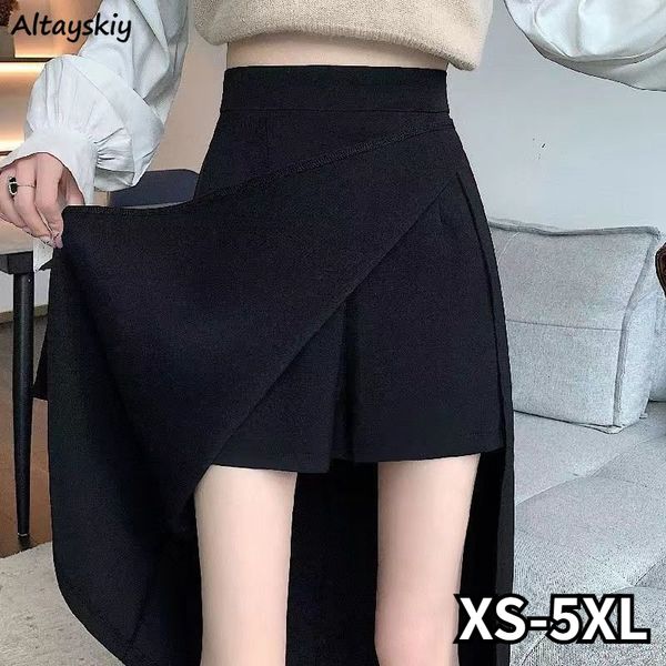 

skirts xs-5xl skirts women black basic summer chic high waist office lady clothing simple pure a-line cozy midi faldas korean fashion 230707