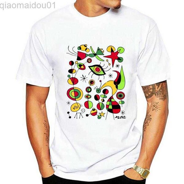 

men's t-shirts joan miro peces de colores artwork t-shirt art style for men women kids artsy custom screen printed tee shirt l230707, White;black