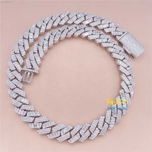 

bling 18k gold plated 925 silver iced out diamond moissanite hip hop jewelry men custom cuban link chain necklace