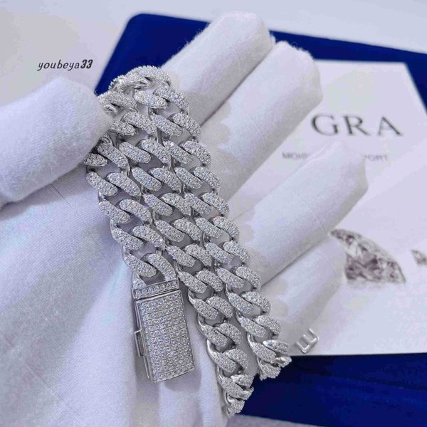 

fashion jewelry hiphop chain pass tester iced out 925 silver moissanite cuban link chain for men