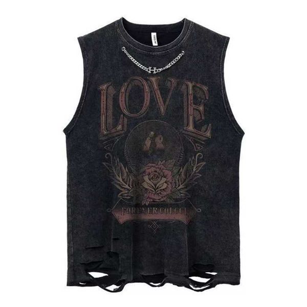 

23 vest new summer men's tshirt tees crew neck gym tank oversized vintage graphic washed sleeveless t shirt short sleeve shirt rock ban, White;black