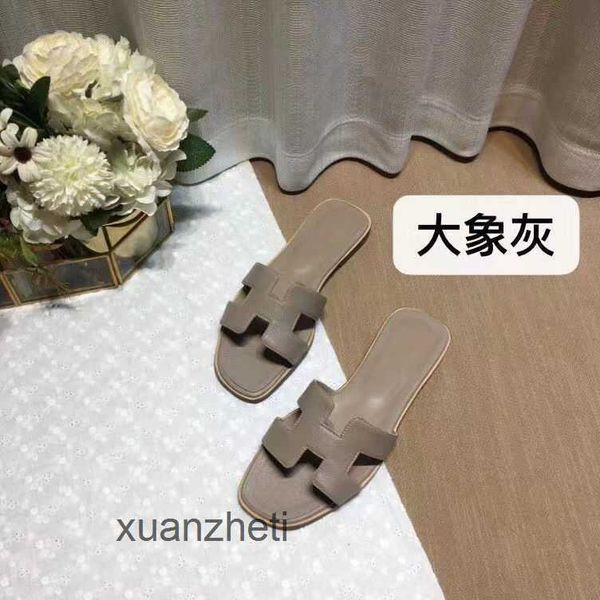 

shoes oran 2023 bear sandal slippers designer slipper summer women's baida color matching leather flat sandals for tourism litchi patte