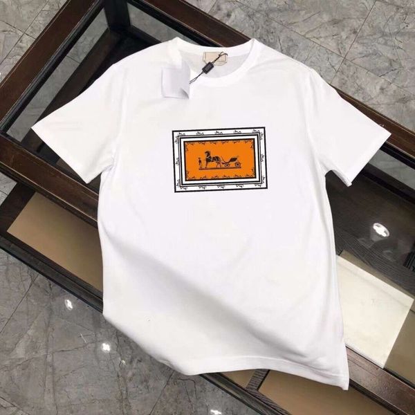 

men's plus tees her designer t shirt h luxury horse-drawn carriage logo round neck horses painting casual summer streetwear pure cotton, Black;brown