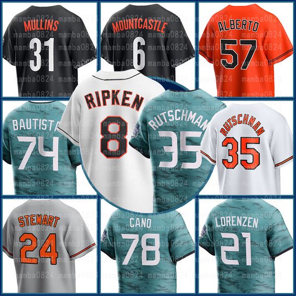

baltimores yennier cano adley rutschman austin hays felix bautista baseball jerseys cal ripken jr orioless ryan mountcastle cedric mullins r, Blue;black