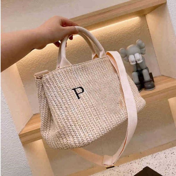 

pdbag triangle logo straw tote bags beach women handbag purse large capacity ladies fashion wallet 220610