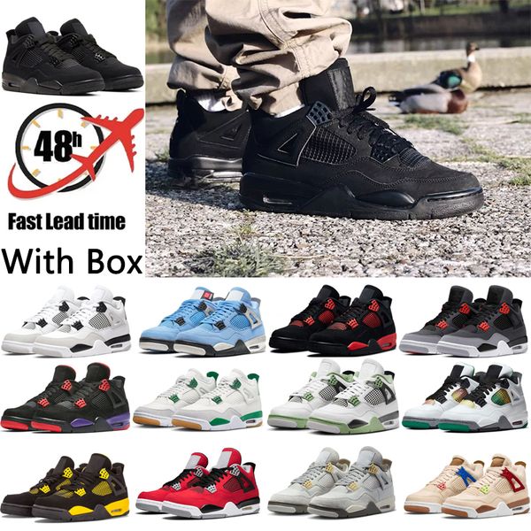 

with box men women basketball shoes 4 4s sneaker military black cat fire red red thunder sail white oreo pure money dark mocha university br