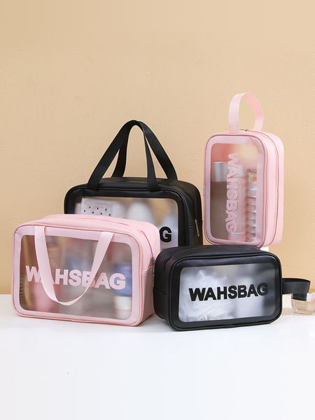 

toiletry kits waterproof bathroom washbag cosmetics for women portable makeup bags letter transparent travel storage case 230707
