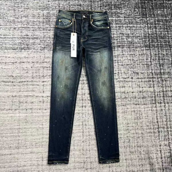 

purple mens designer pants jeans pantalones ripped straight regular denim tears washed old long hol vzvd luxury brand, Blue