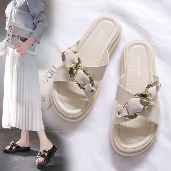

summer women's platform slippers fashion soft sole comfortable non-slip outdoor personality non-slip casual deodorant sandals, Black