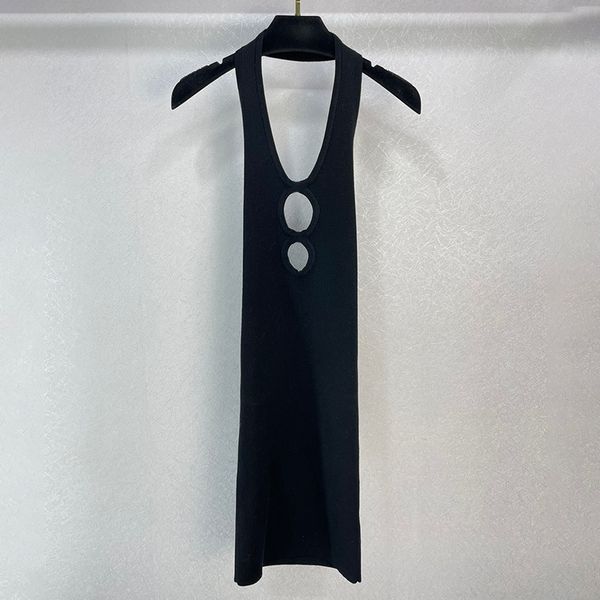 

noble women halter-neck luxury dress unique wool clothes one-piece party elegant stylish female minimalist design dress, Black;gray