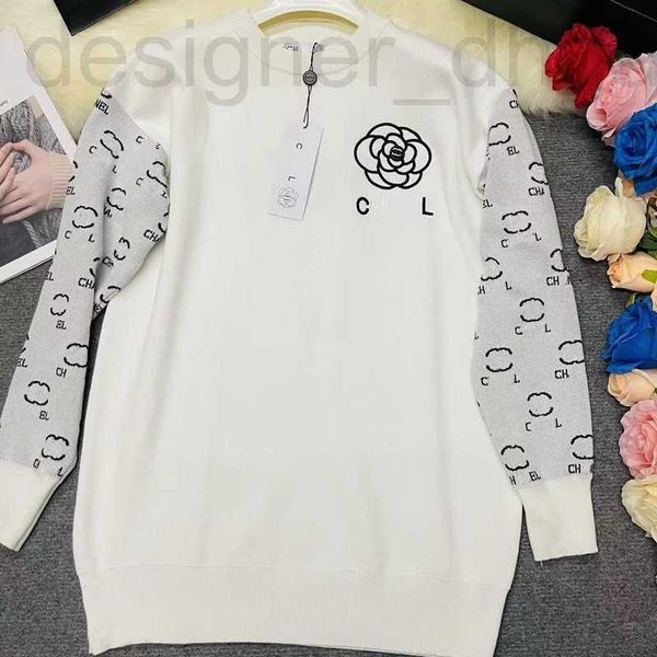 

women's sweaters designer women new long sleeve sweater two c letters 2023 crewneck knit coats fashion brand lady t shirt autumn trendy, White;black