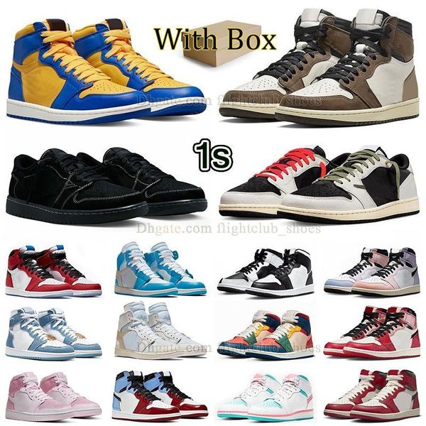 

spider verse with box jumpman 1 mid high og basketball shoes space jam cactus jack reverse laney mens womens sneakers 1s ts black phantom ol