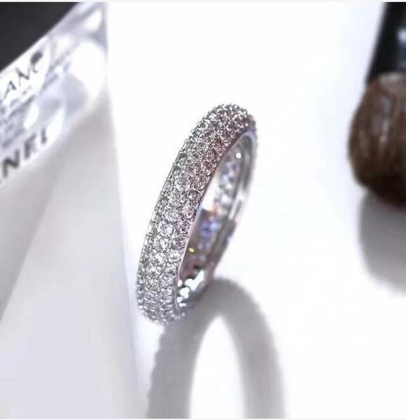 

2021 hip hop stones iced out micro pave cz stone tennis ring men women charm luxury with side stonesjewelry crystal zircon diamond4627872, Silver