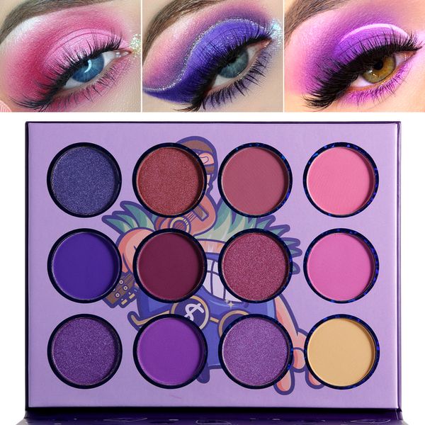 

eye shadow de'lanci purple eyeshadow palette 12 color mini makeup kit palette-hawaii blueberry matte and shimmer pigmented violet eyesh