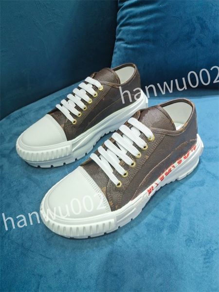 

new designer flat sneaker trainer casual shoes canvas leather white letter overlays fashion platform mens womens low sneakers dc220517, Black