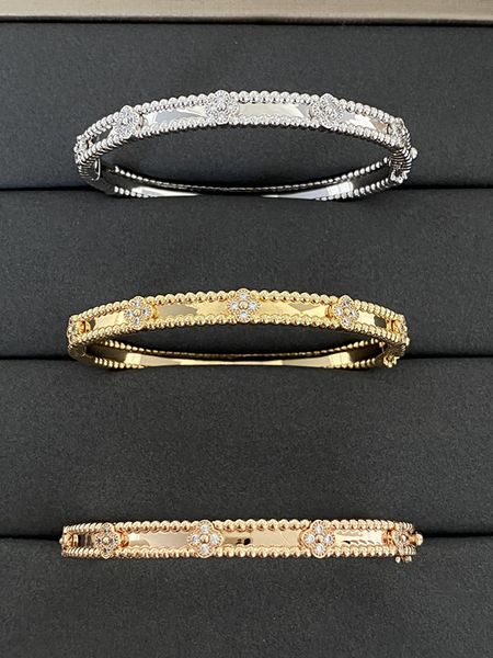 

luxury love bracelet bangle women men clover bangles titanium steel bracelets gold silver rose flower bracelet couple engagement fashion des, Black