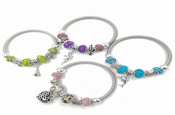 

diy dolphin porcelain beads murano glass and metal european charm bracelet3221797, Black