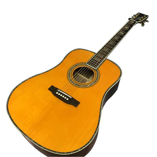

2023 41 "d45 series solid wood profile yellow lacquered acoustic acoustic guitar