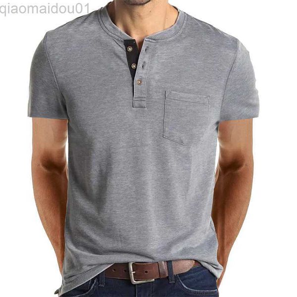 

men's shorts mens fashion casual front placket basic short sleeve henley shirt summer t shirt for men l230707, White;black