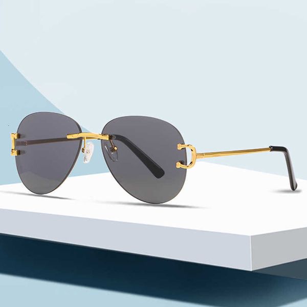 

Fashion carti top sunglasses New big frame toad men's frameless fashionable women's Sunglasses with original box