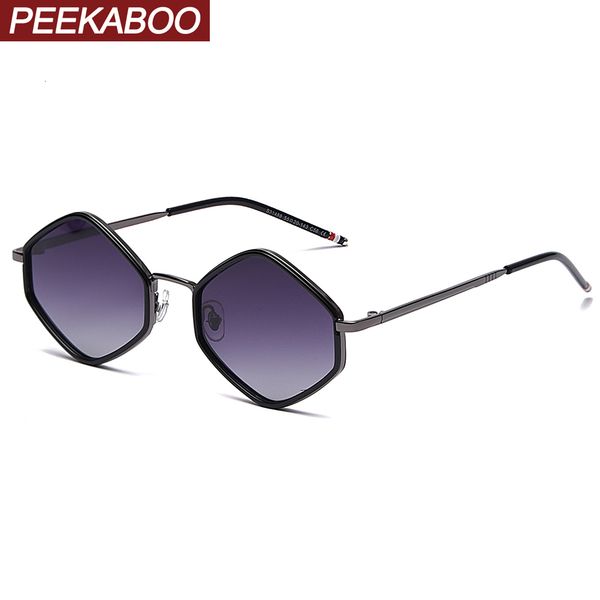 

sunglasses peekaboo metal square sun glasses for women driving uv400 polarized sunglasses men tr90 grey brown summer style 230707, White;black