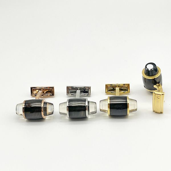 

lan cufflinks with stamp blue black agate luxury jewelry for men wedding gifts, Silver